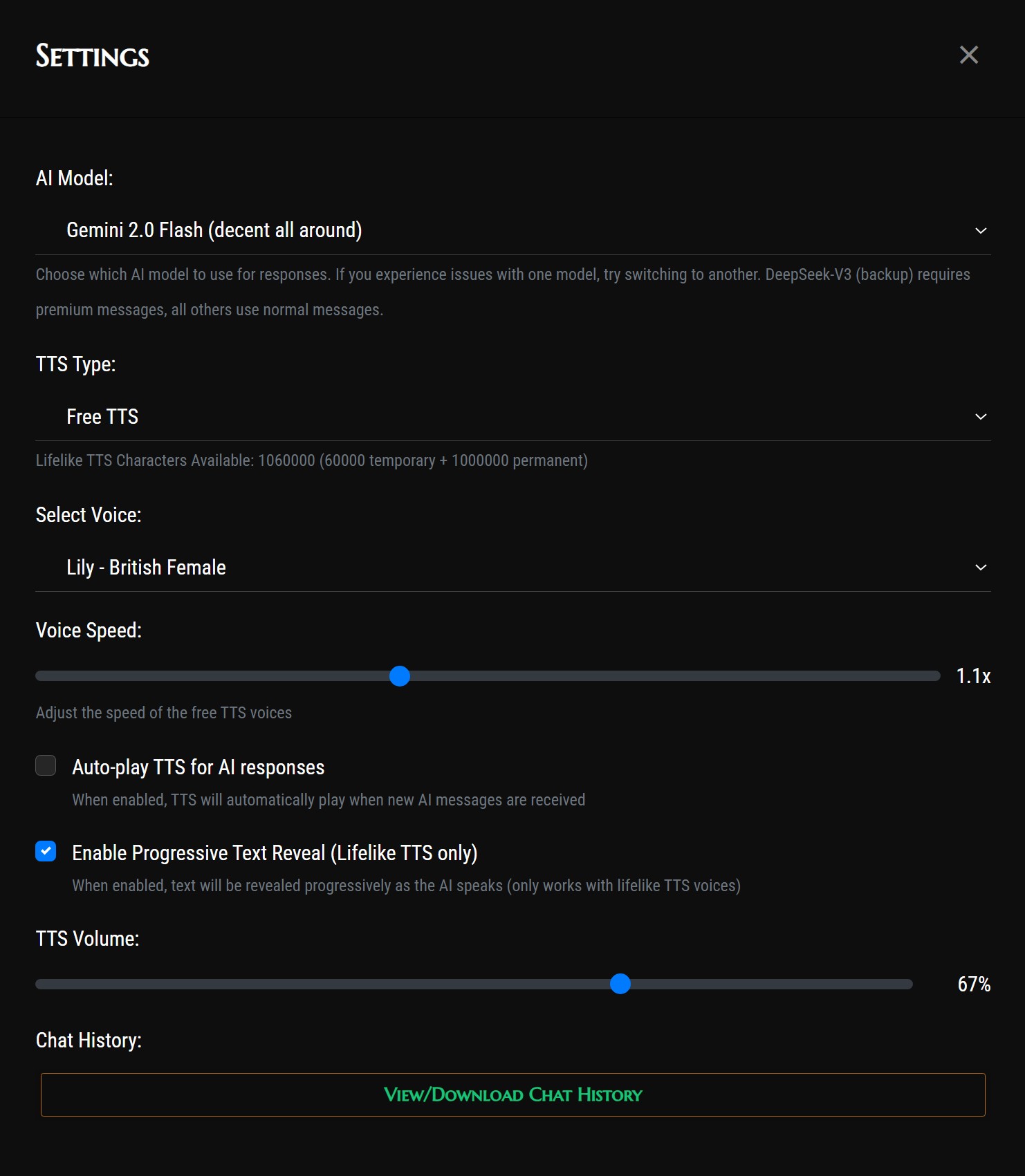 Settings Menu